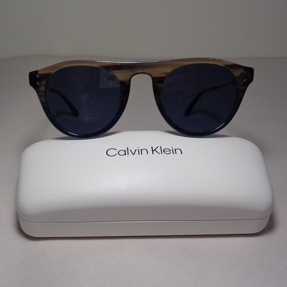 Calvin Klein CK20701S Taupe Blue Horn New Men's Sunglasses